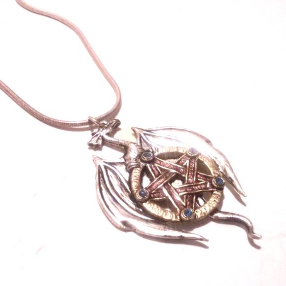 Vintage Silver Dragon Pendant Necklace on Sterling Chain - Picture 2 of 5